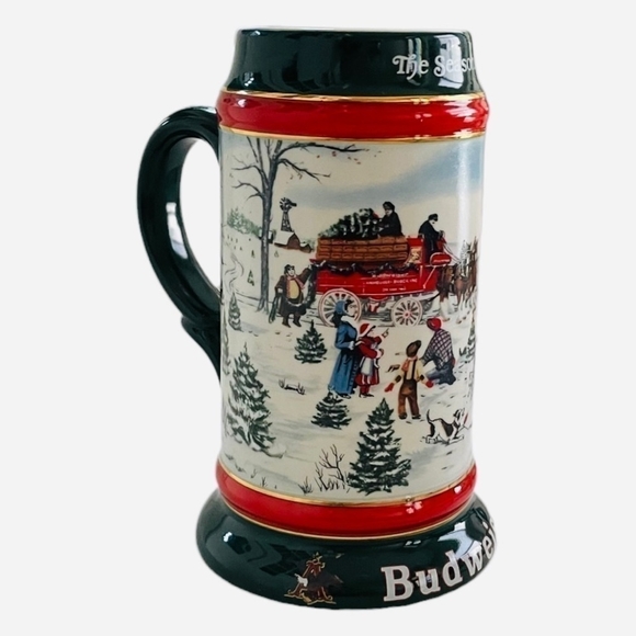 Vintage BUDWEISER The Seasons Best Holiday Beer Stein Beer Mug by Susan Sampson - Picture 3 of 6